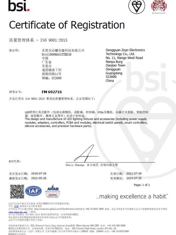 ISO 9001 - Xiuxiang Smart Inc.