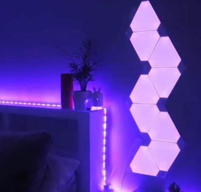 China 176x153mm RGB Triangle Wall Lights Smart LED Panel Light With Remote Control for sale