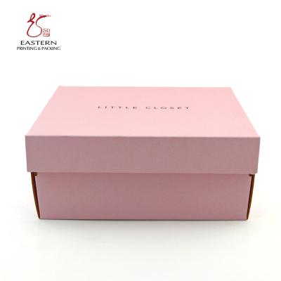 China 1pc Pink Corrugated Shoe Box Packaging CMYK Pantone With Kraft Inside for sale