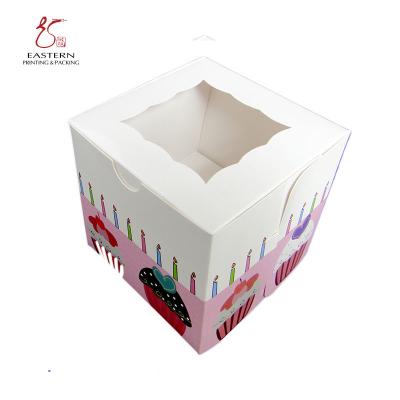 China Single 350gsm Cupcake Paper Box CMYK Printed 10x10 Cake Packing Box for sale