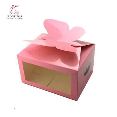 China Tipo cor-de-rosa elegante caixas de empacotamento da borboleta da padaria para o partido 350gsm à venda