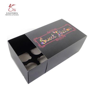 China Foldable Cupcake Holder Paper Box For 6 Cupcake With Cardboard Insert  10*10*4