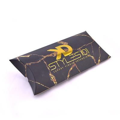 China Luxury CMYK 4C Printing Paper Pillow Box Packaging With Gold Foil for sale
