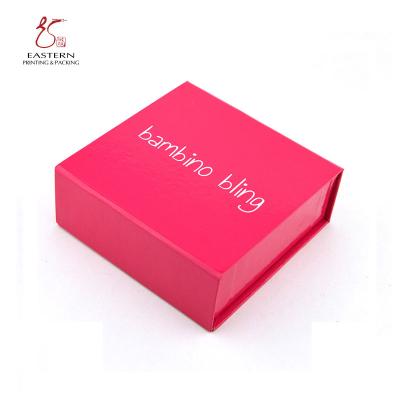 China Pink Color Magnet Closure Custom Jewelry Boxes With Logo , Snap Shut Boxes for sale