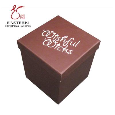 China CMYK Printed Brown Color Candle Packaging Box , Cardboard Boxes With Lids For Gifts for sale