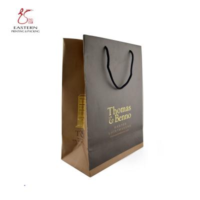China Brown Kraft 250mm Length CMYK Printed Paper Gift Bags With Handles for sale