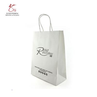 China CMYK Printing Recyclable White Paper Gift Bags With Handles 210gsm for sale