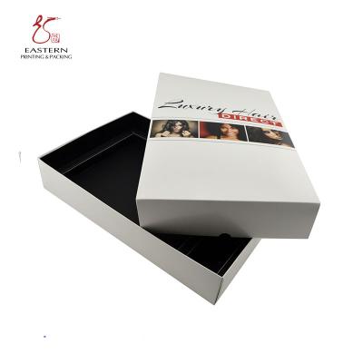 China 350gsm White Cardboard Weave Hair Packaging Box , Lid And Base Box for sale