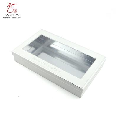 China Plain 30mm Height  Rectangle White Cardboard Gift Boxes With Clear Lid for sale
