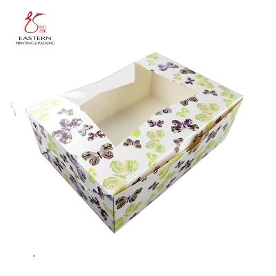 China Custom Printed Single Cake Packaging Boxes , Cardboard Pastry Boxes With Clear Window for sale