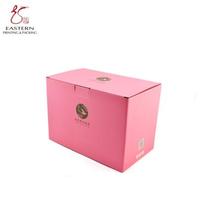 China Custom Printed Pink E Flute Corrugated Box Varnish Plain Paper Cardboard Box for sale