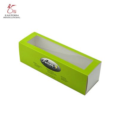 China CMYK Printed Sliding Macaron Paper Boxes With PVC Window for sale