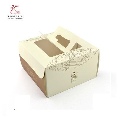 China 350gsm Cardboard Takeaway Cake Boxes With Handle 20*20*10cm for sale