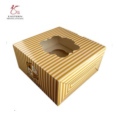 China Food Grade 4 Stripe Cupcake Bakery Boxes CMYK Printed With Window for sale