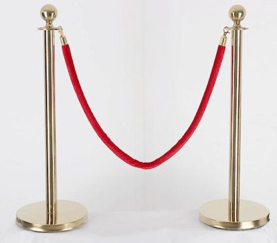 China Crowd Control Velvet Rope Stanchions Hotel Lobby Supplies Gold Silvery White for sale