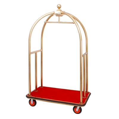 China Stainless Steel Hotel Luggage Cart With Wheels Hotel Luggage Trolley for sale