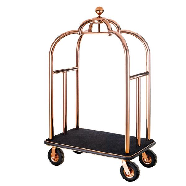 Quality Stainless Steel Hotel Luggage Cart With Wheels Hotel Luggage Trolley for sale