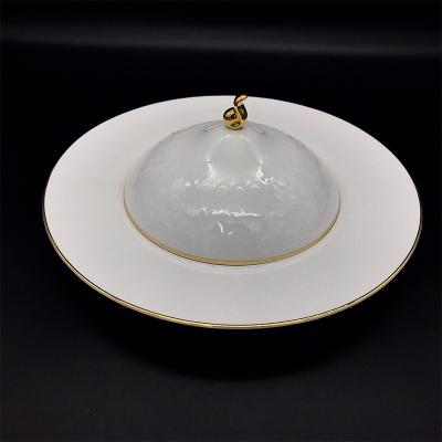 China White On Glazed Ceramic Plates With Cover For Wedding Party for sale