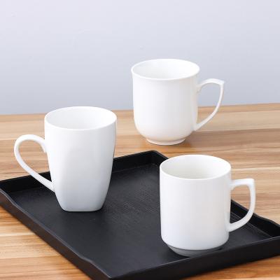China Estilo sencillo Casa Blanco Cerámica de agua de oficina Taza de té Tazas de café apilables en venta