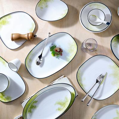 China Marmorierte Keramik-Tischgeschirr Verglasung Steingeschirr Tischgeschirr Essensgeschirr Essensgeschirr Set zu verkaufen