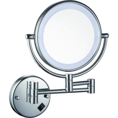 China LED Hotel Magnifying Mirror Hotel Amenities Supplies Wall Mounted Makeup Mirror for sale