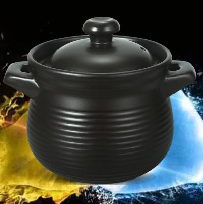 China OEM Black Casserole Cooking Pot Ceramic Soup Pot With Lid for sale