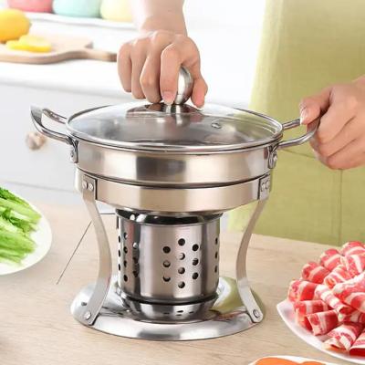 China Hotel Stainless Steel Cooking Pot With Alcohol Stove And Lid for sale