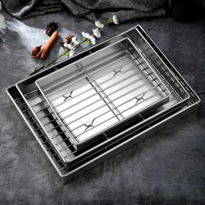 China Fried Chicken String Stainless Steel Oil Drip Tray Rectangular for sale