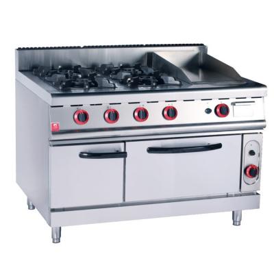 China 4 Burner Commercial Gas Range With Gas Griddle And Oven for sale