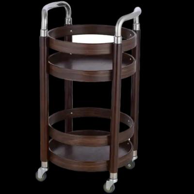 China Titanium 2 Tier Wine Serving Cart Walnut Dining Room Serving Carts for sale