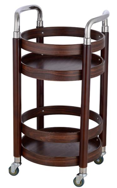 Quality Titanium 2 Tier Wine Serving Cart Walnut Dining Room Serving Carts for sale