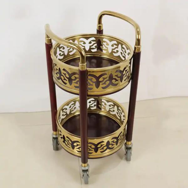 Quality Round Hotel Serving Cart Hotel Lobby Supplies With Double Tier for sale