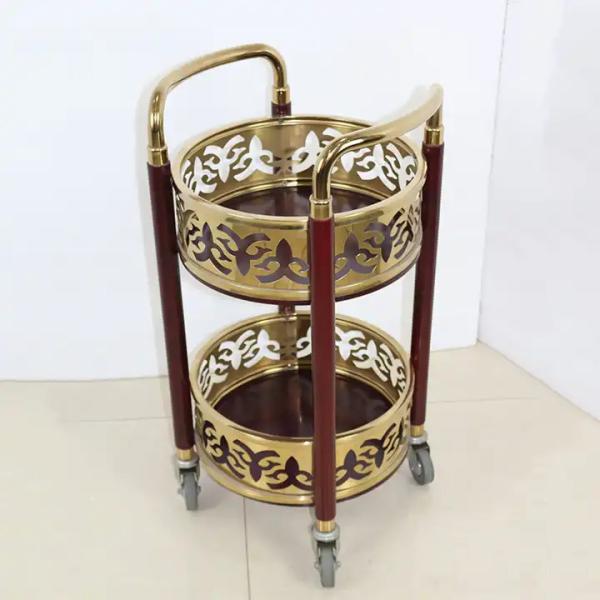 Quality Round Hotel Serving Cart Hotel Lobby Supplies With Double Tier for sale