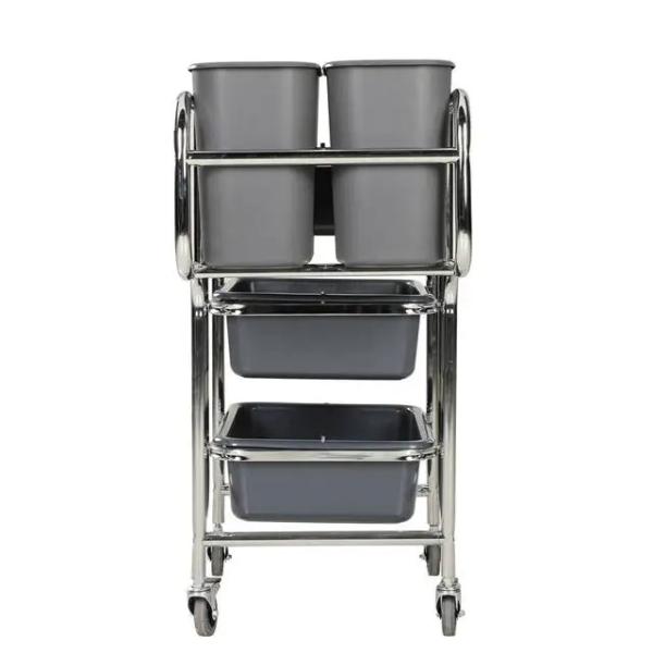 Quality 3 Tier Stainless Steel Trolley Hotel Cleaning Supplies 3 Tier Service Trolley for sale