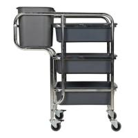 Quality 3 Tier Stainless Steel Trolley Hotel Cleaning Supplies 3 Tier Service Trolley for sale