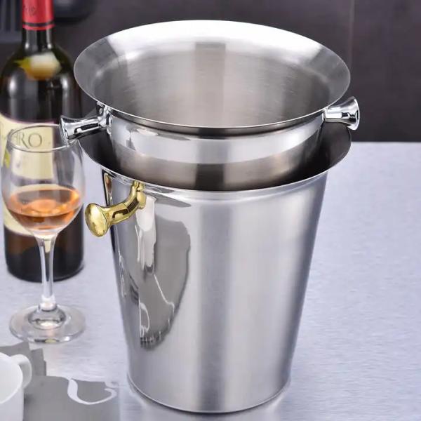 Quality Customize Insulated Champagne Bucket Polishing Metal Wine Bucket for sale