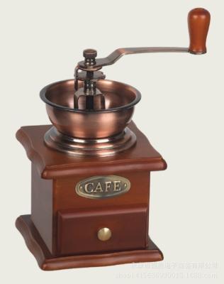 China Máquina de café de mão de madeira Vintage Moinho de grãos de café Moinho ajustável para casa à venda