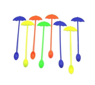 China Food Grade Mixed Color PP Plastic Drinking Straws With Spoon Shaker Spoon for sale