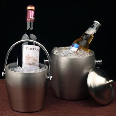 China Champagne Beer Ice Bucket Stainless Steel With Lid 1L 2L for sale