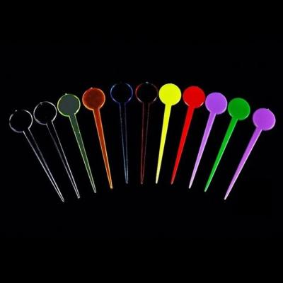 China Custom Logo Mini Disposable Fruit Fork Round Clear Colorful Plastic Fork Fruit Stick for sale
