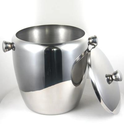 China Stainless Steel Champagne Beer Wine Cooler Ice Bucket With Ear for sale