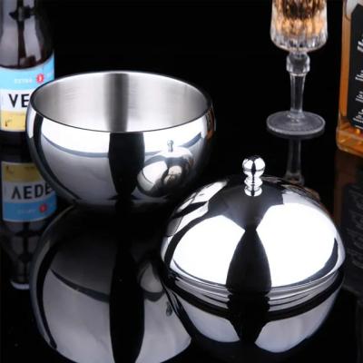 China Round Ball Shape Stainless Steel Insulated Ice Buckets With Lid And Handle for sale