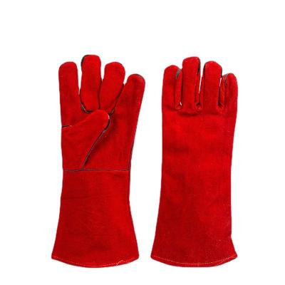 China Cowhide Fireproof Welding Hand Gloves For Welding Oven Fireplace Stove Welder'S Gloves for sale