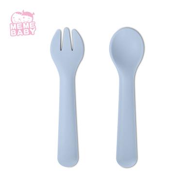 China SGS Certified Food Grade Silicone Spoon And Fork Kids Utensils for sale