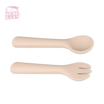 China LFGB Approval Silicone Fork And Spoon Set Silicone Tableware Easy To Grasp for sale