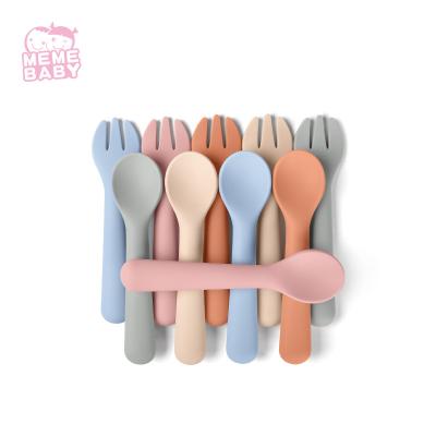 China Baby Feeding Silicone Fork And Spoon Set With SGS Approval for sale