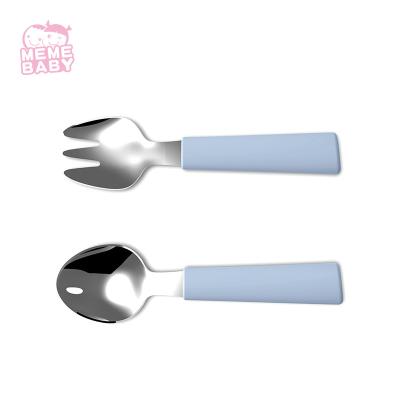 China Customized Logo Silicone Baby Spoon And Fork Stainless Steel for sale