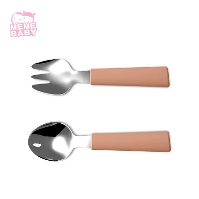 China BPA Free Food Grade Stainless Spoon And Fork Set Silicone Silverware for sale