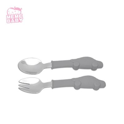 China Food Grade Silicone Training Spoon And Fork for sale