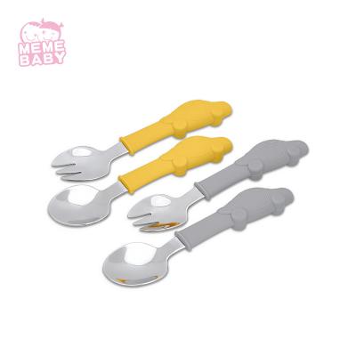 China MeMe Baby Silicone Fork And Spoon Set for sale